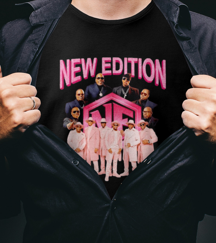 Bobby Brown Johnny Gill Ralph Tresvant Ronnie DeVoe Ricky Bell Michael Bivins New Edition NE Band Pink Outfits 90s Music T-Shirt