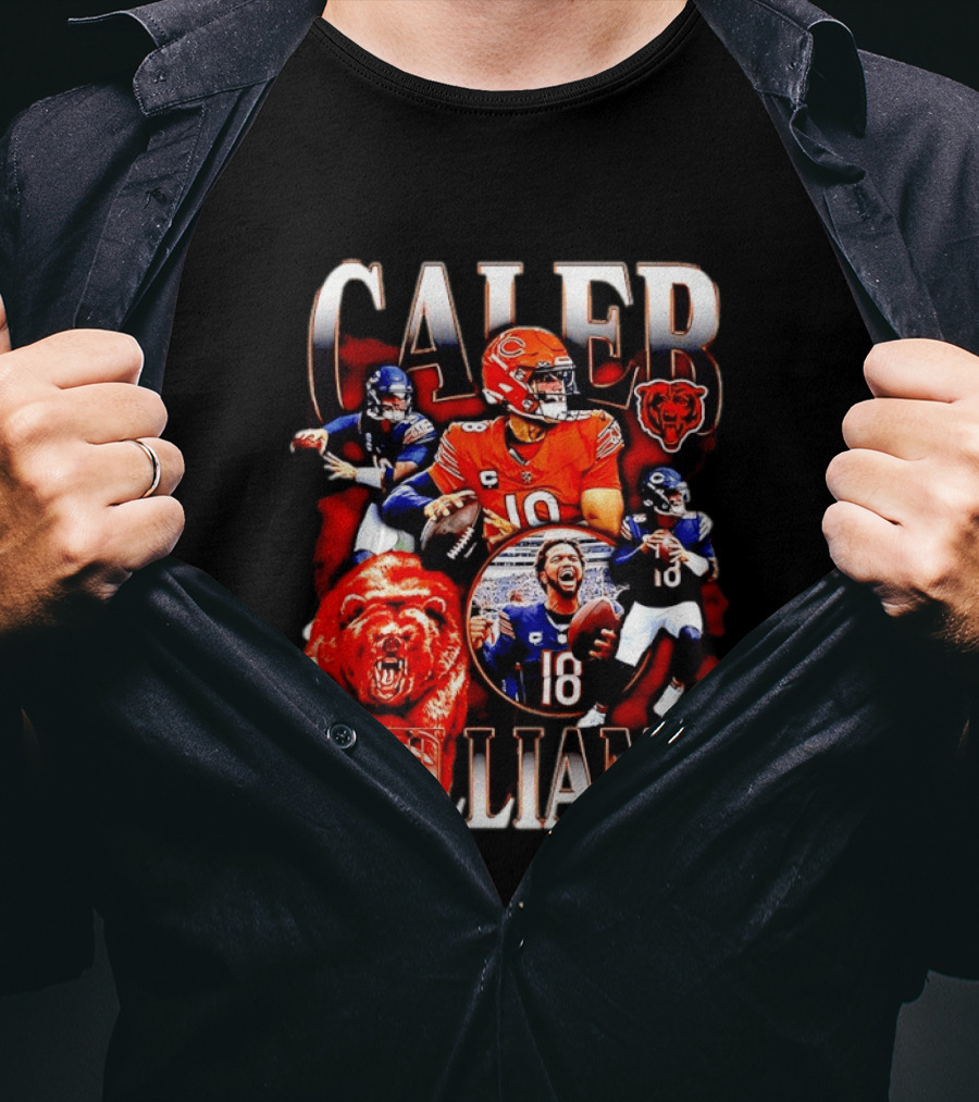 Caleb Williams Chicago Bears Quarterback Collaboration With Bear And Team T-Shirt