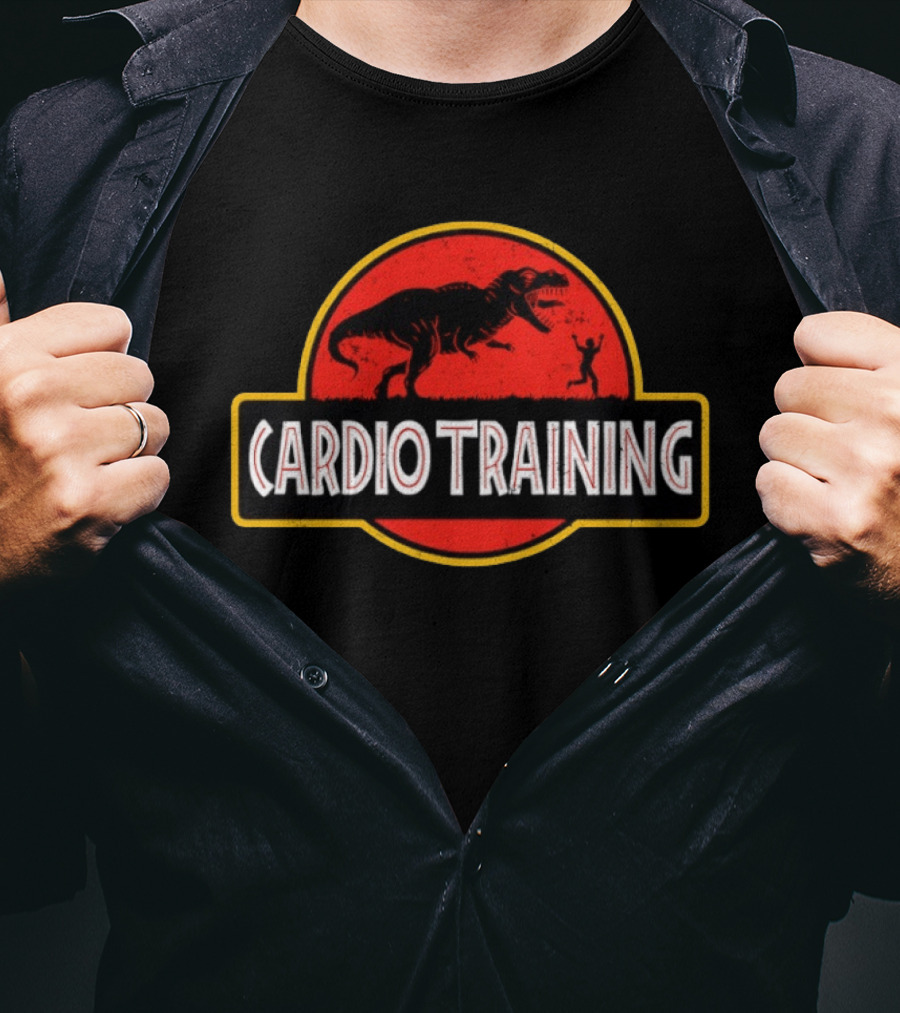 Cardio Training Dinosaur Exercise Jurassic Park Rex Running T-Shirt