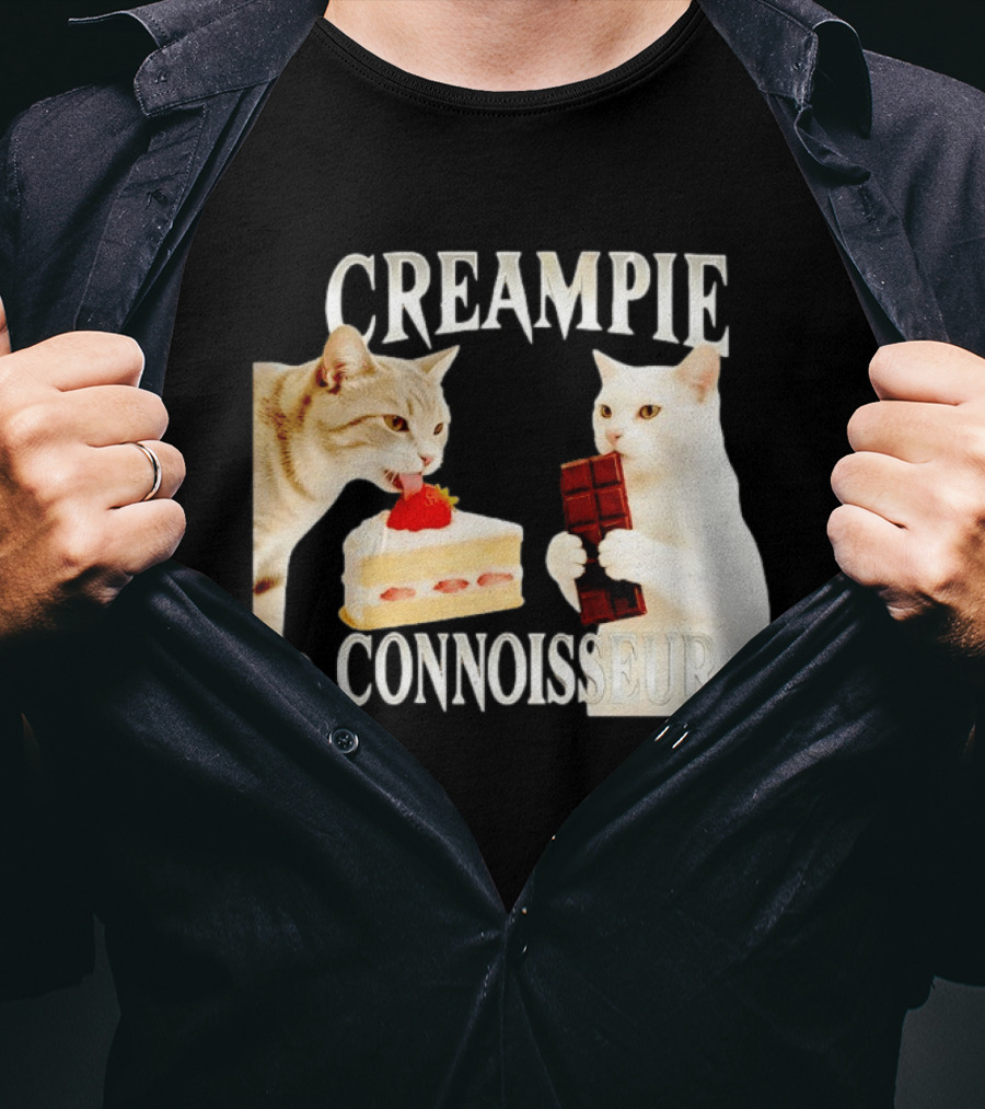 Cats Creampie Connoisseur Strawberry Cake Chocolate Bar T-Shirt
