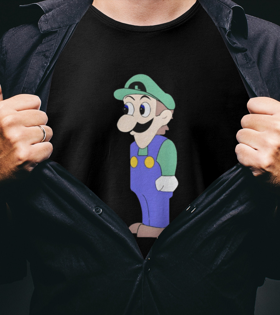 Look At Front Of For Boobs Luigi Funny Meme T-Shirt