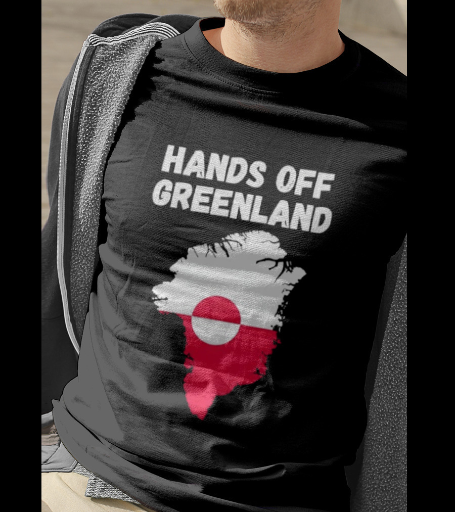 Hands Off Greenland Map Red White Circle Anti Trump T-Shirt