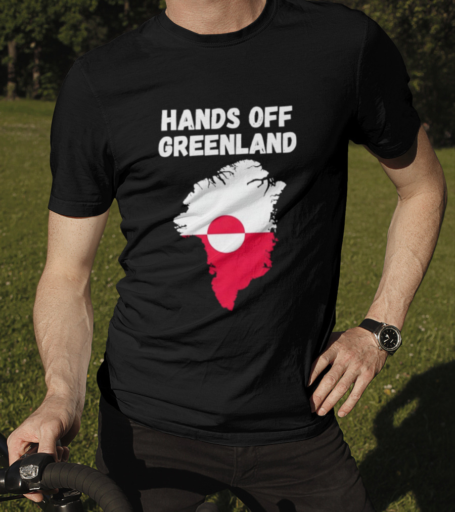 Hands Off Greenland Map Red White Circle Anti Trump T-Shirt