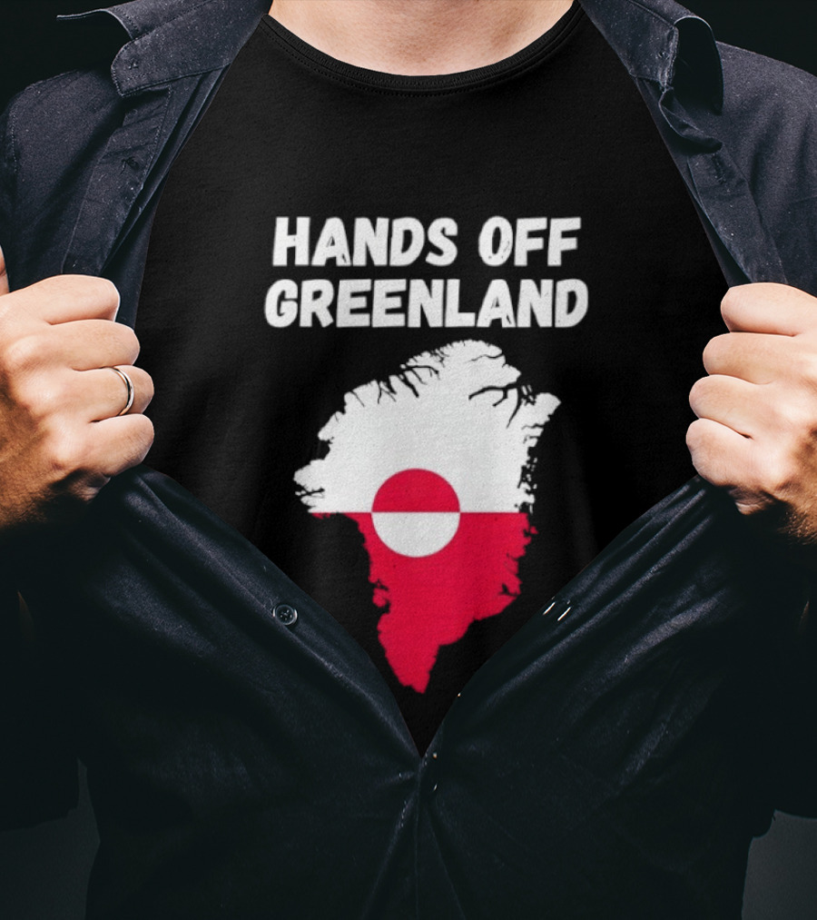 Hands Off Greenland Map Red White Circle Anti Trump T-Shirt