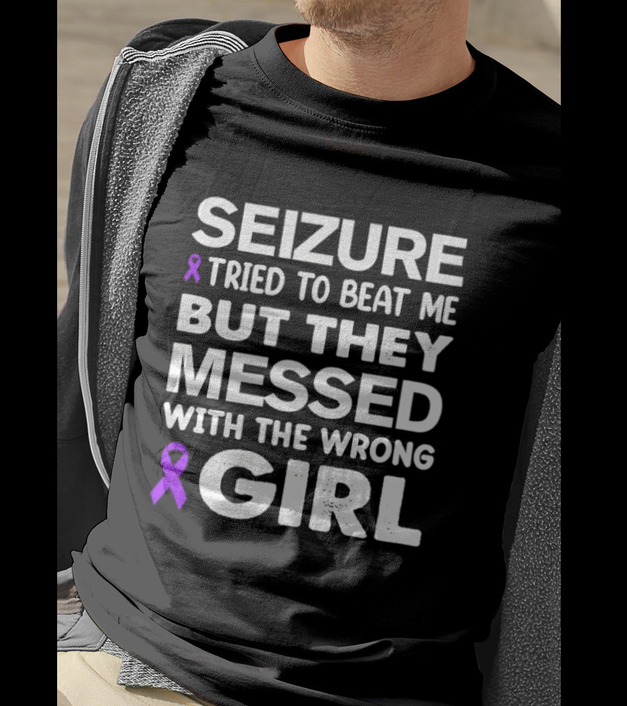 Seizure Tried To Beat Me Purple Ribbon Wrong Girl T-Shirt