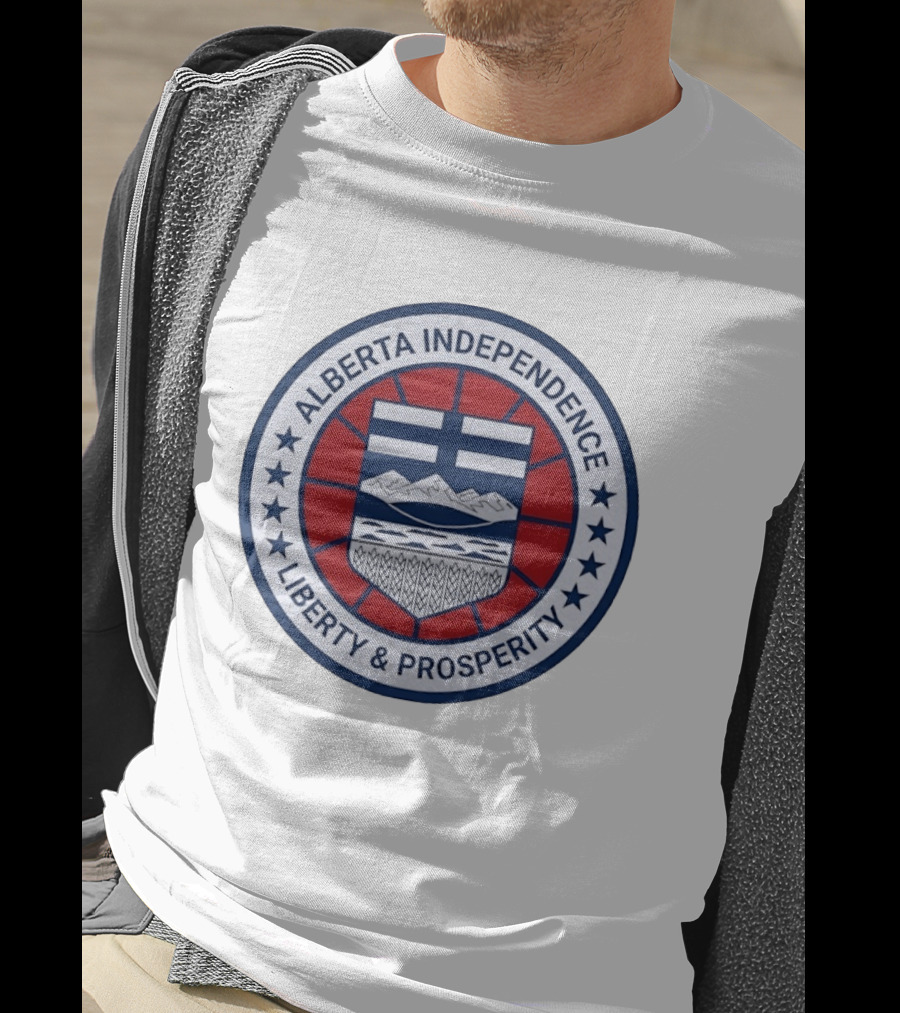Alberta Independence Liberty Prosperity Emblem With Shield And Stars T-Shirt