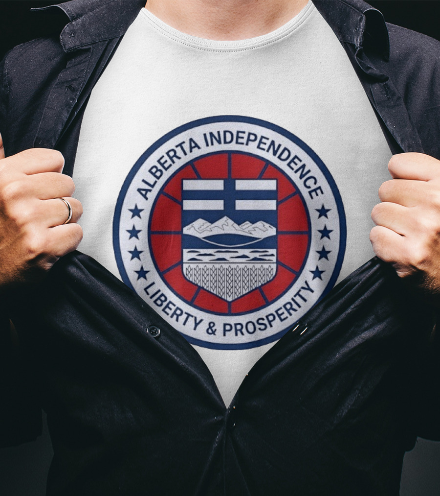 Alberta Independence Liberty Prosperity Emblem With Shield And Stars T-Shirt