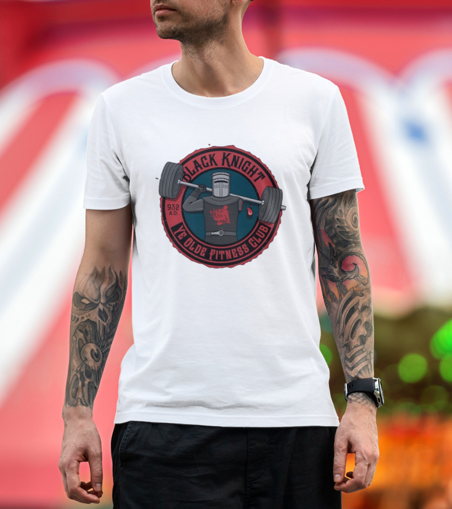 Black Knight Ye Olde Fitness Club 932 AD Weightlifting Medieval Humor T-Shirt