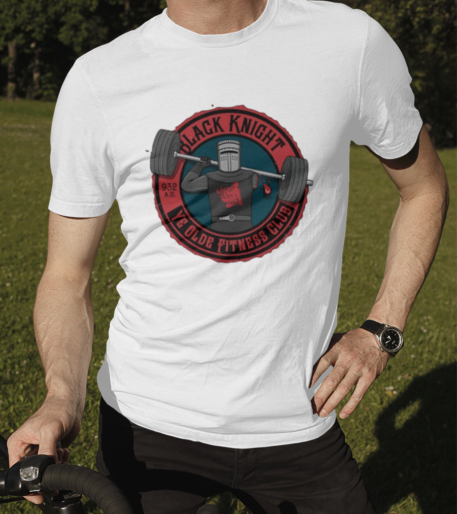 Black Knight Ye Olde Fitness Club 932 AD Weightlifting Medieval Humor T-Shirt