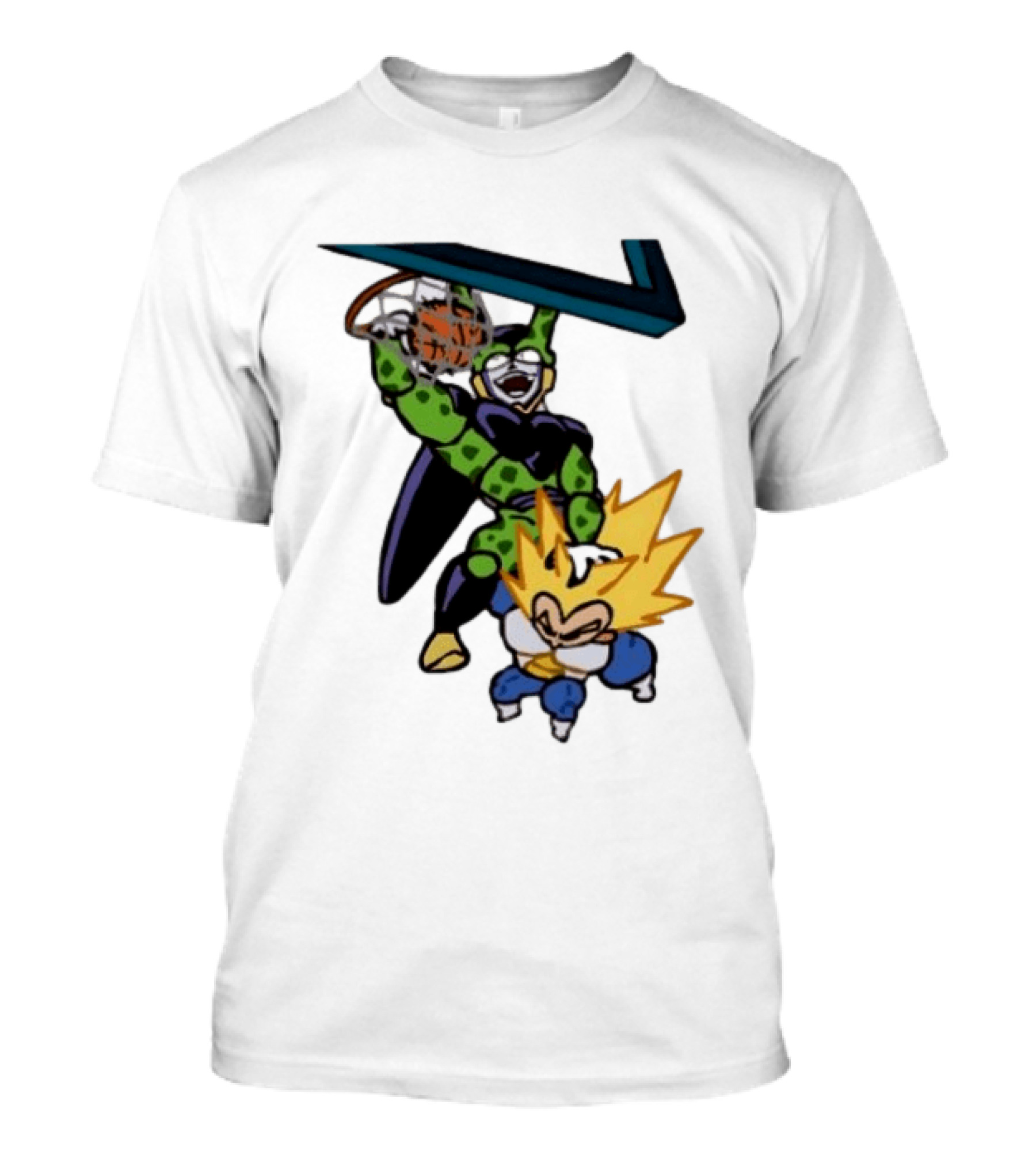 Cell Vs Vegeta Basketball Dunk Anime Mashup T-Shirt