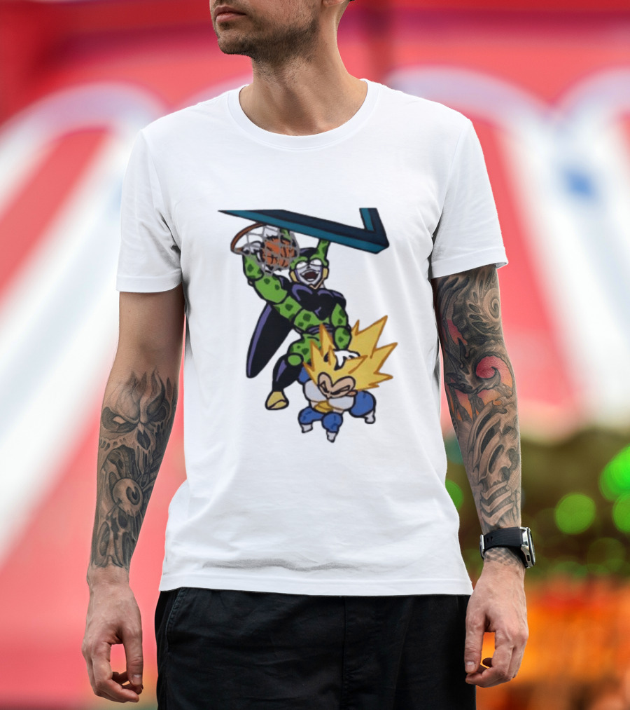 Cell Vs Vegeta Basketball Dunk Anime Mashup T-Shirt