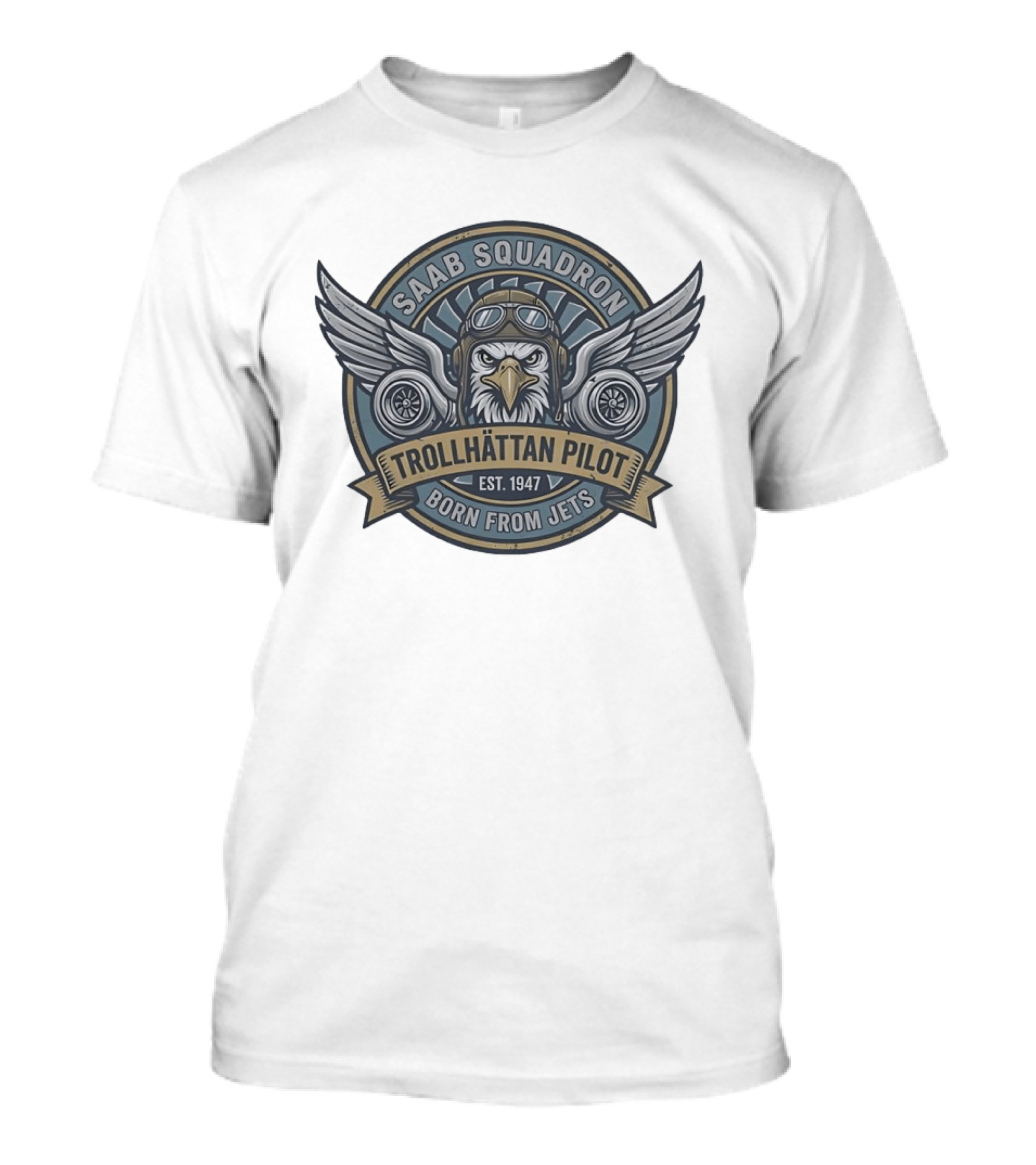 Saab Squadron Trollhättan Pilot Born From Jets Est 1947 Eagle T-Shirt