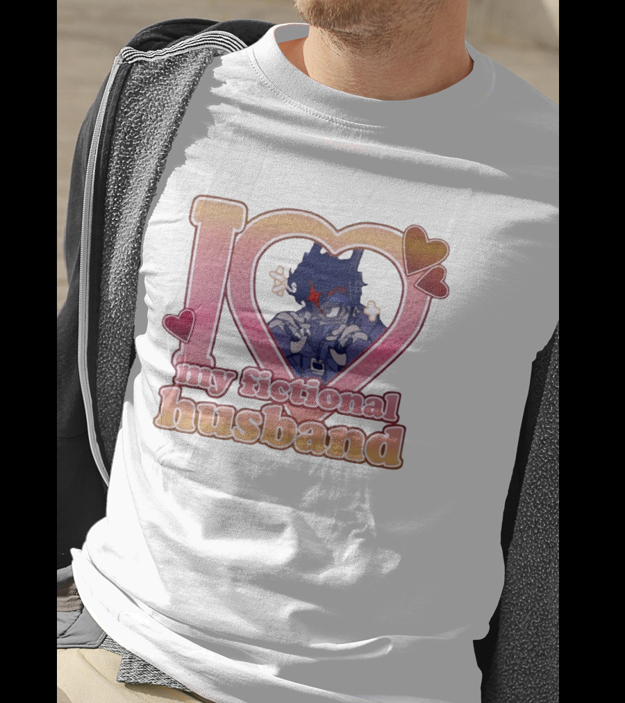 I Love My Fictional Husband Heart Design With Anime T-Shirt