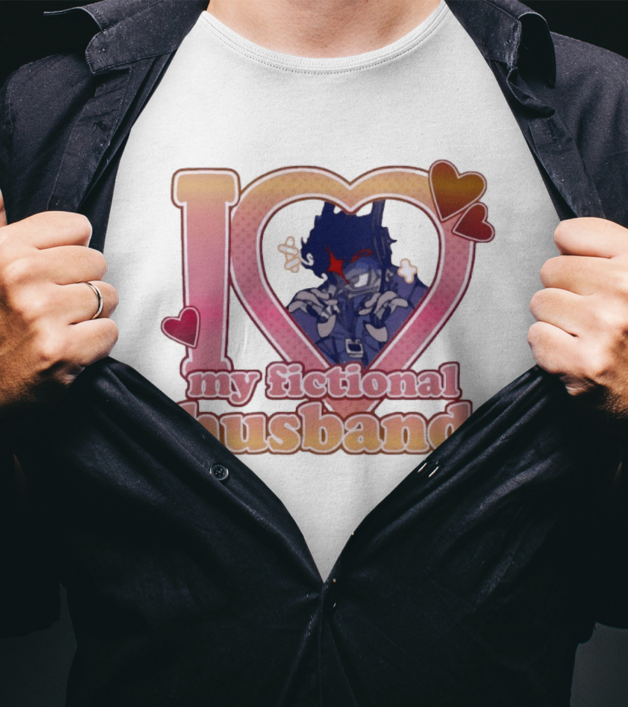 I Love My Fictional Husband Heart Design With Anime T-Shirt