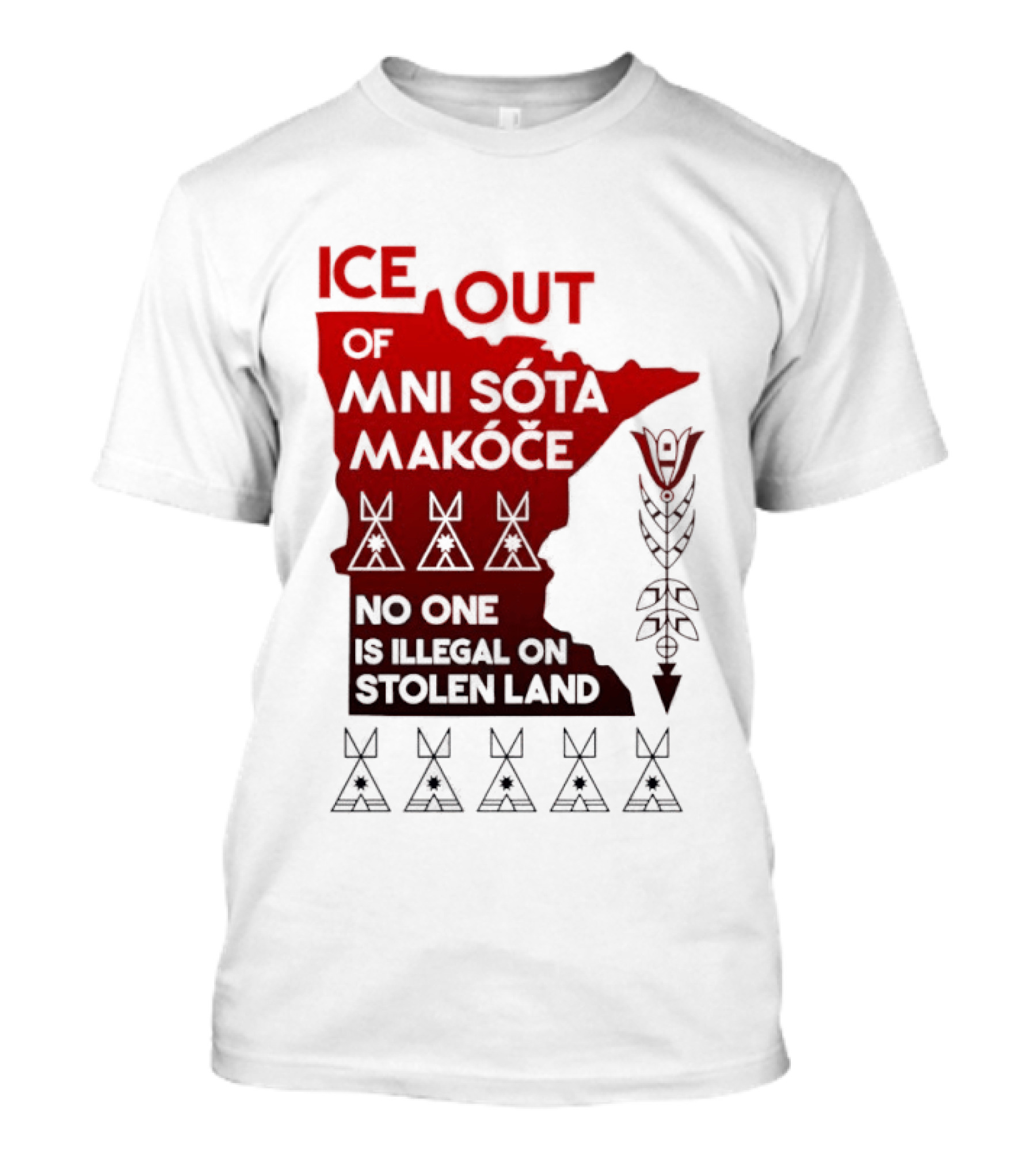 Ice Out Of Mni Sota Makoce No One Is Illegal On Stolen Land Text And Symbols T-Shirt