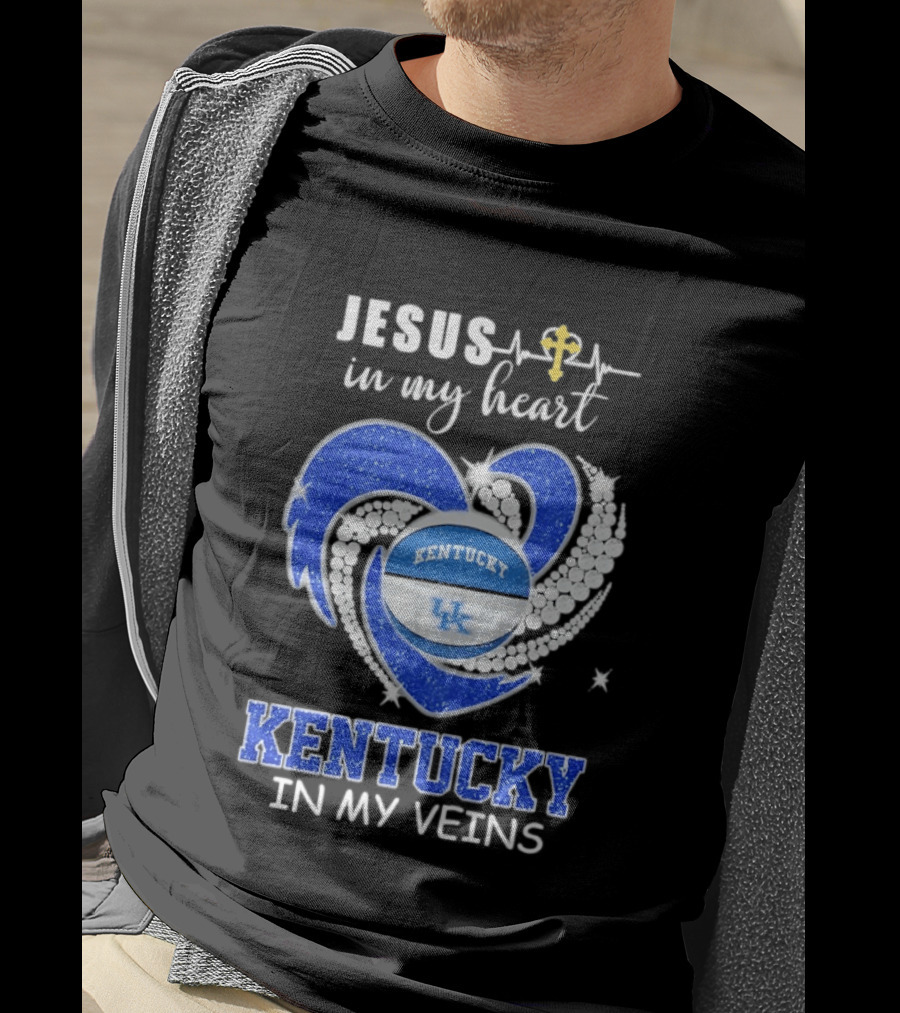 Jesus In My Heart Kentucky In My Veins Wildcats UK Basketball Passion T-Shirt