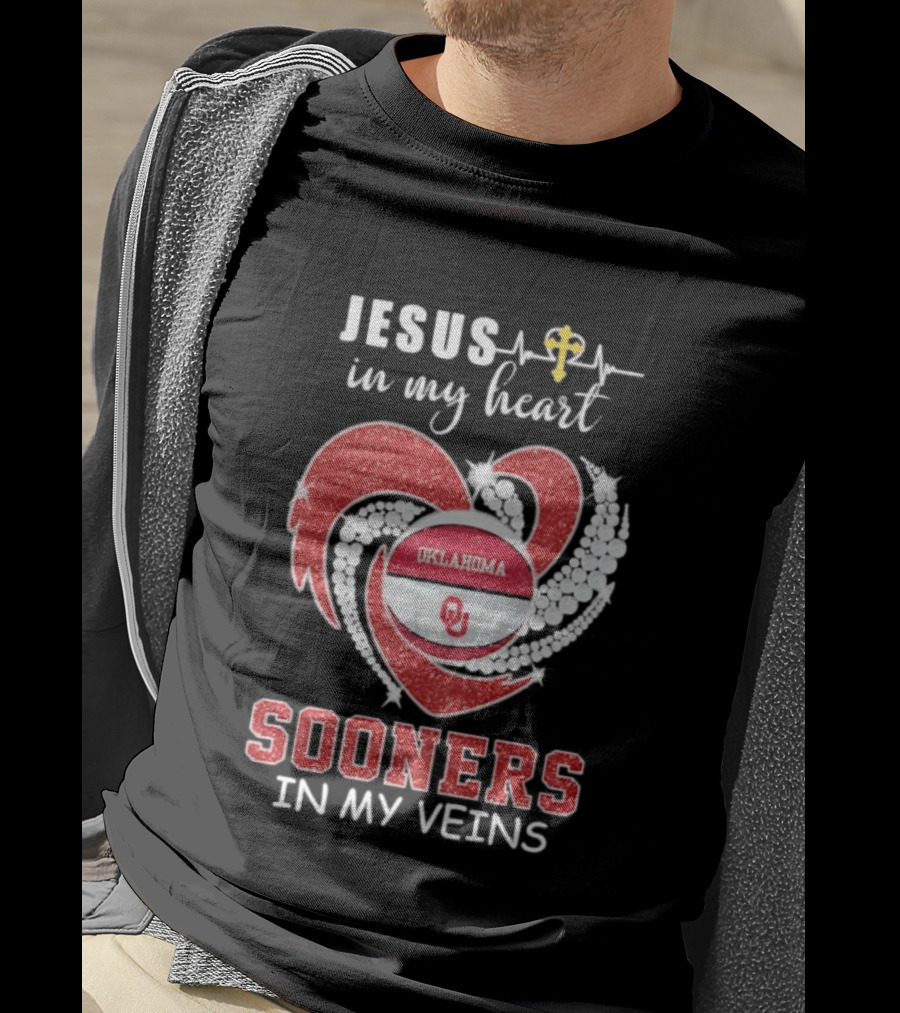 Jesus In My Heart Sooners In My Veins Oklahoma T-Shirt