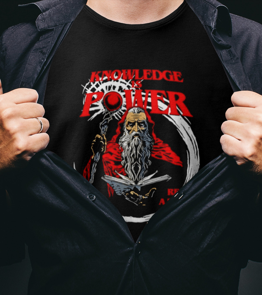 Knowledge Is Power Wizard Read A Book T-Shirt