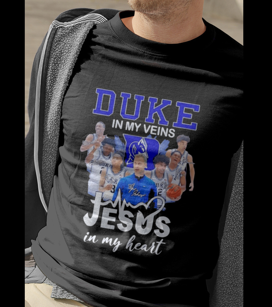Duke Blue Devils Basketball Jesus In My Heart Signatures T-Shirt