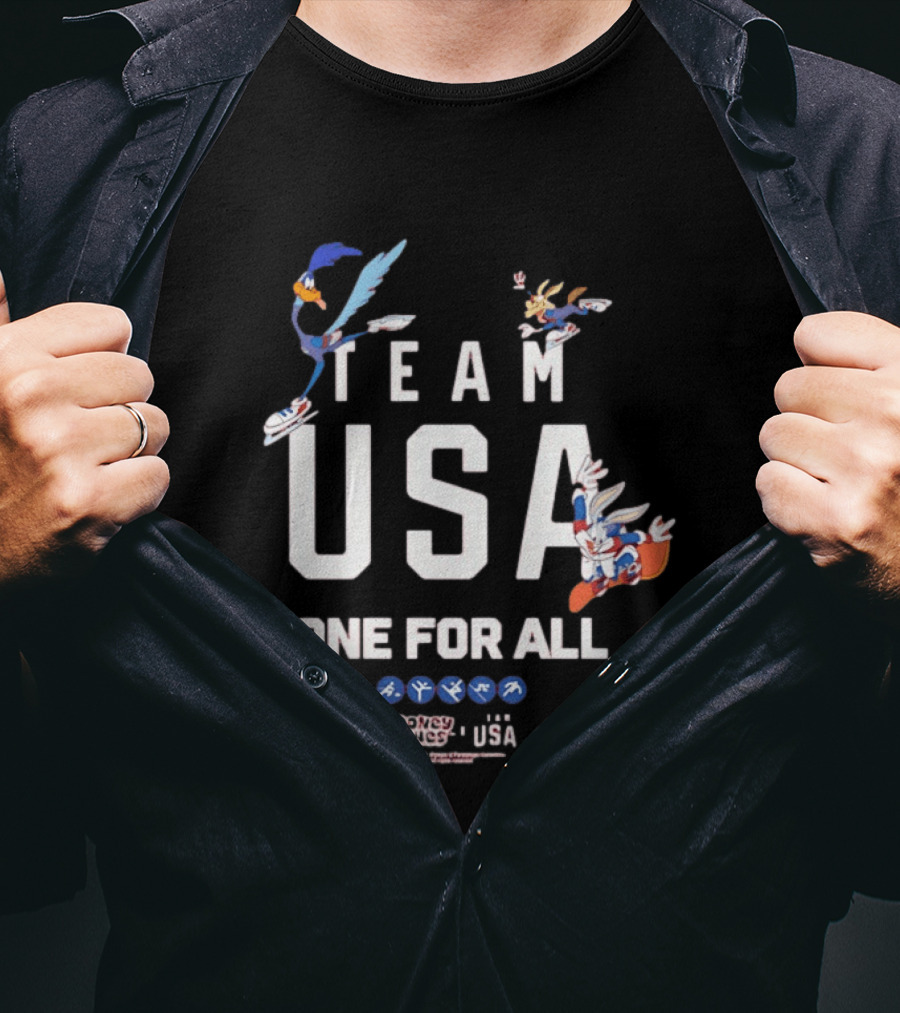 Team USA One For All Looney Tunes Bugs Bunny Road Runner Collab T-Shirt