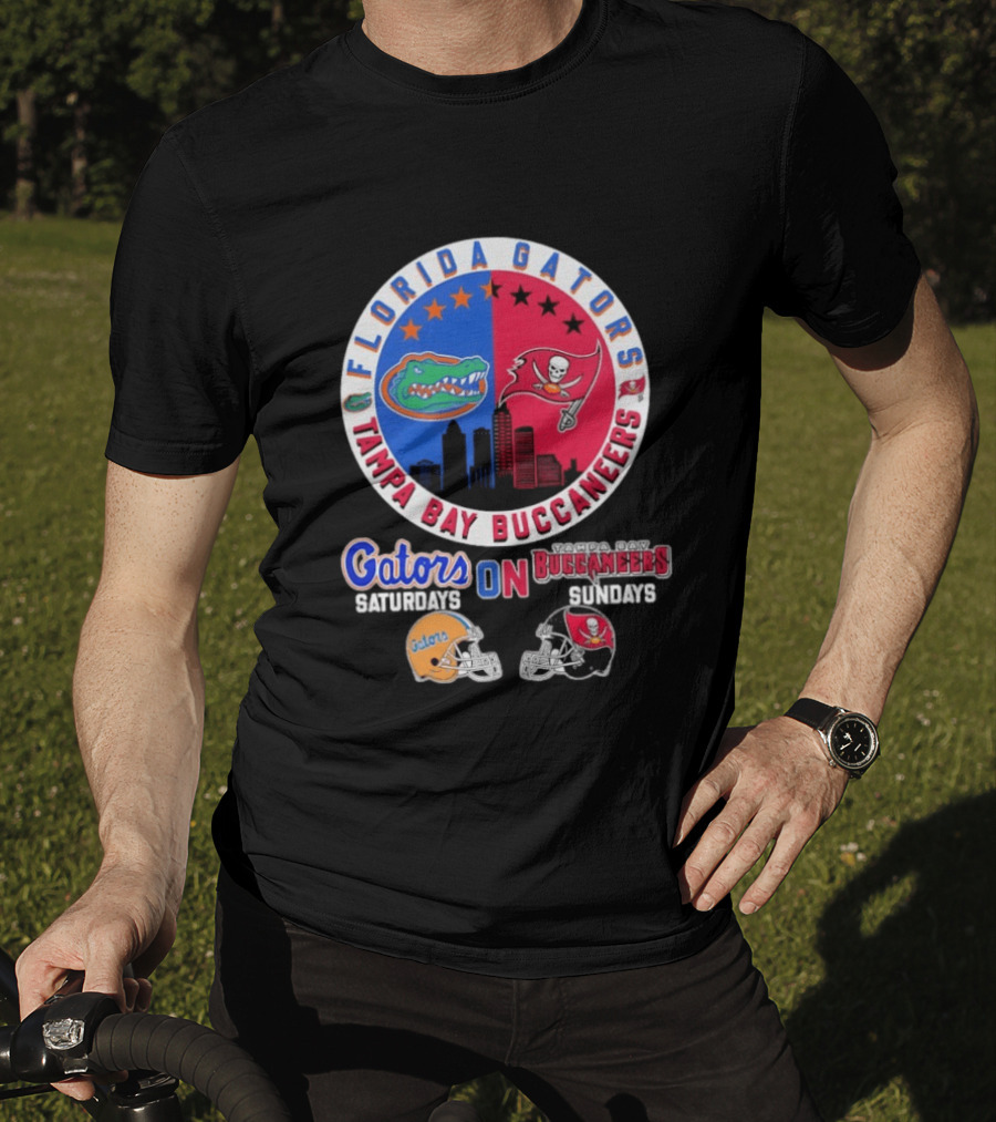 Florida Gators Tampa Bay Buccaneers Saturdays Sundays Helmet Mashup T-Shirt