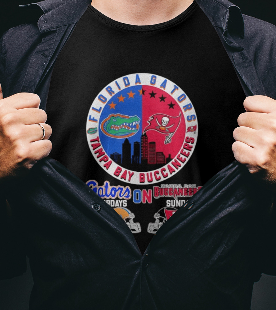 Florida Gators Tampa Bay Buccaneers Saturdays Sundays Helmet Mashup T-Shirt