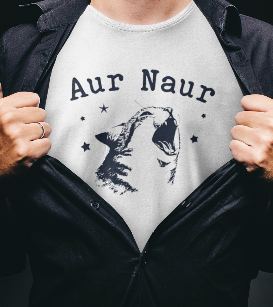 Aur Naur Cat Funny Meme Phrase With Stars T-Shirt