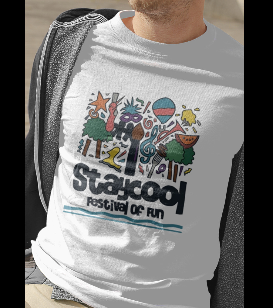 Staycool Festival Of Fun With Colorful Icons And Musical T-Shirt