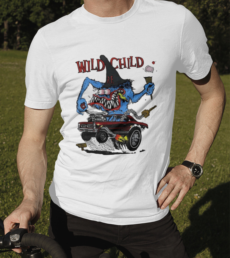 Wild Child Rat Fink R.F. Hot Rod Monster With Ice Cream And Gear Shift T-Shirt