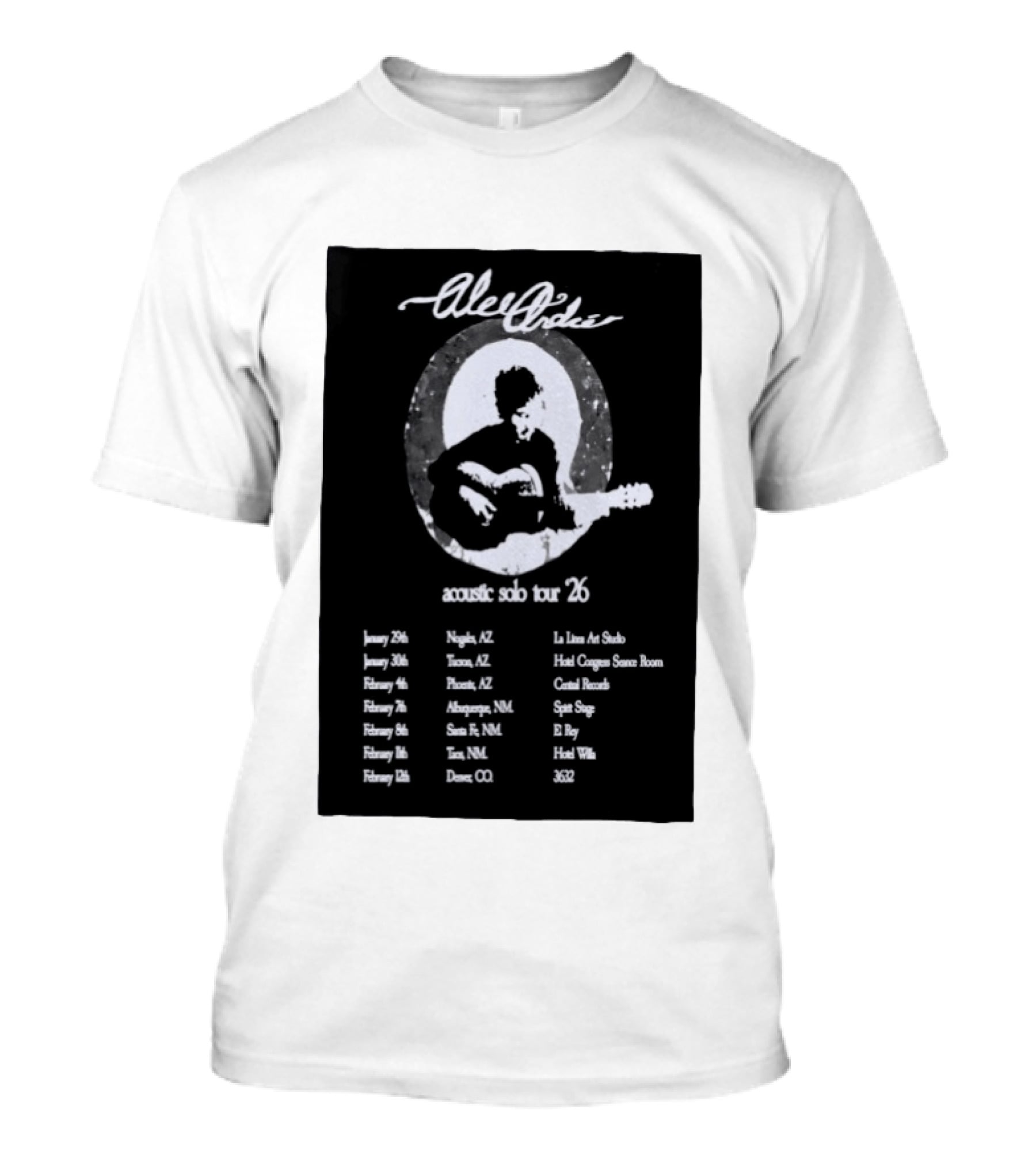 Alec André Acoustic Solo Tour 2026 Concert Dates And Locations T-Shirt