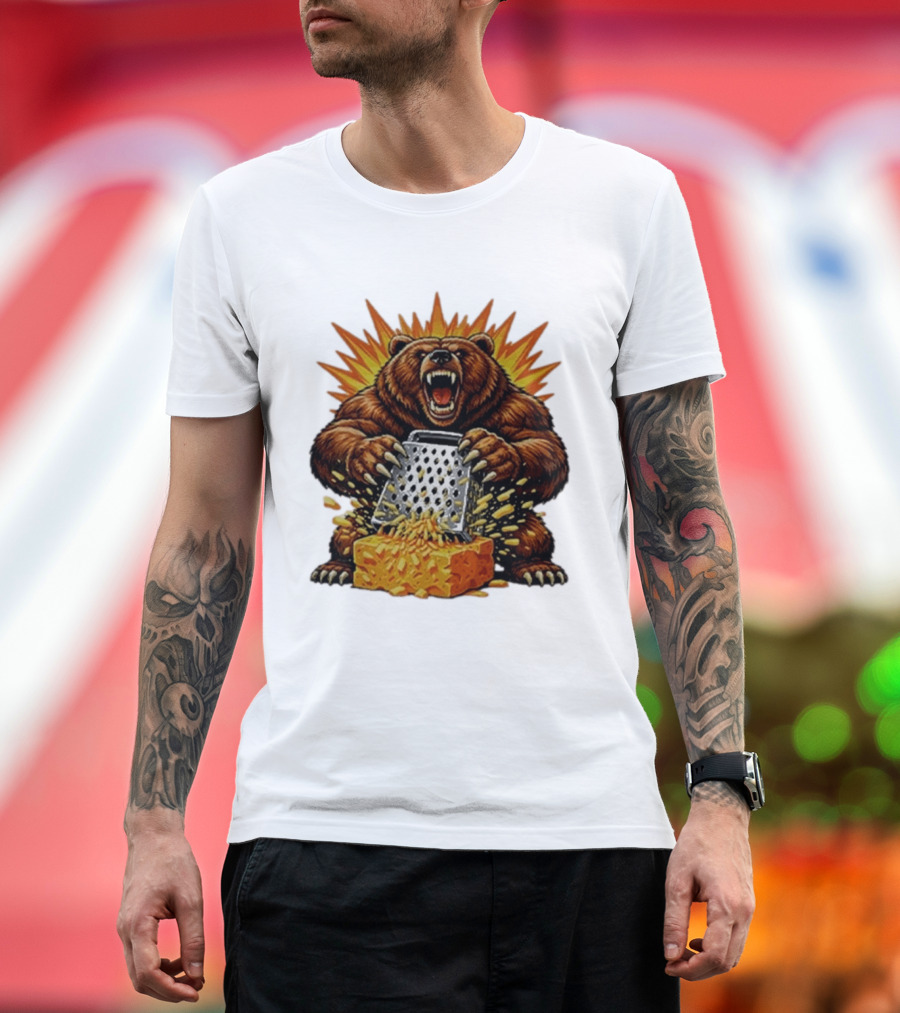 Angry Bear Grating Cheese Grater Hater Explosive Roaring Beast T-Shirt