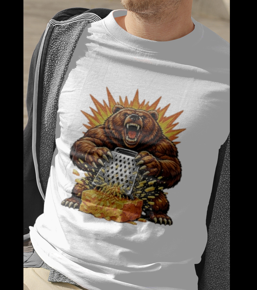 Angry Bear Grating Cheese Grater Hater Explosive Roaring Beast T-Shirt