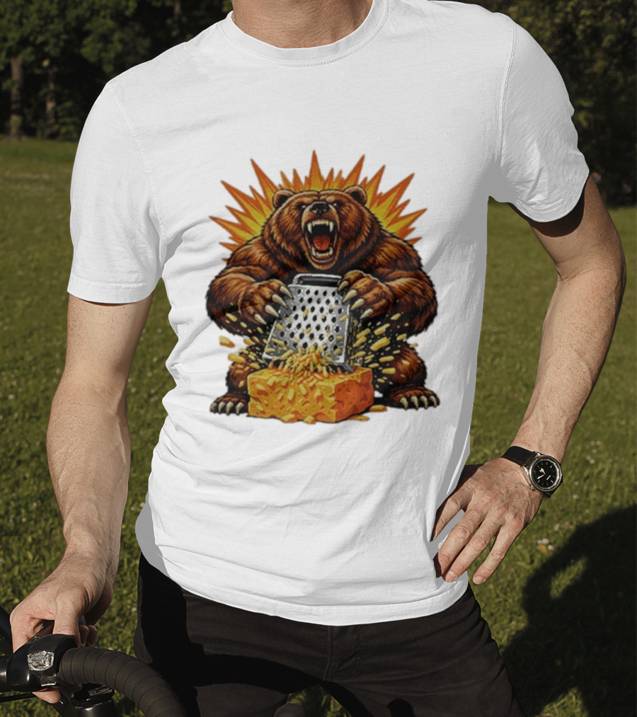 Angry Bear Grating Cheese Grater Hater Explosive Roaring Beast T-Shirt