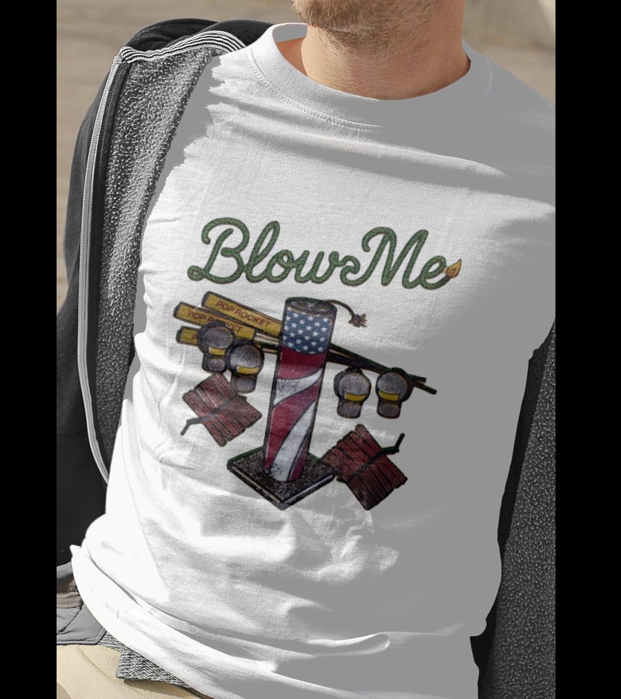 Blow Me 4th Of July Pop Rocket Fireworks USA Flag T-Shirt
