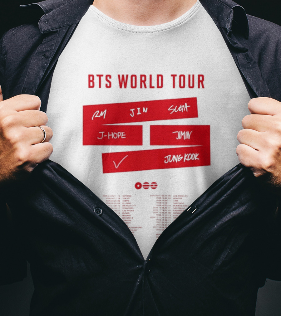 BTS World Tour 2026 RM Jin Suga J Hope Jimin V Jungkook Concert Tour Dates T-Shirt