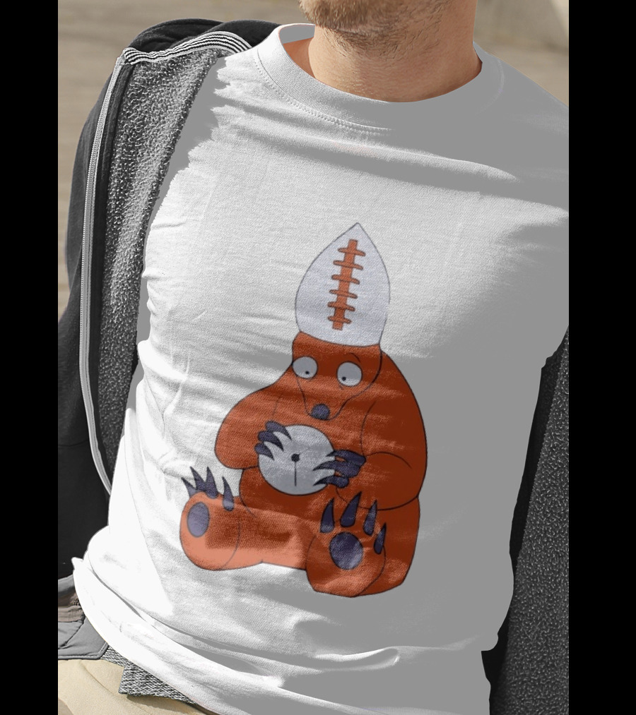 Chicago Bears Mascot Cartoon With Football Pope Hat T-Shirt