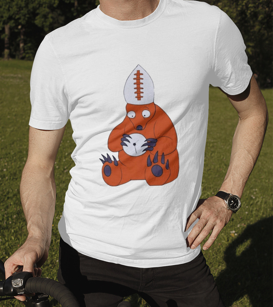 Chicago Bears Mascot Cartoon With Football Pope Hat T-Shirt