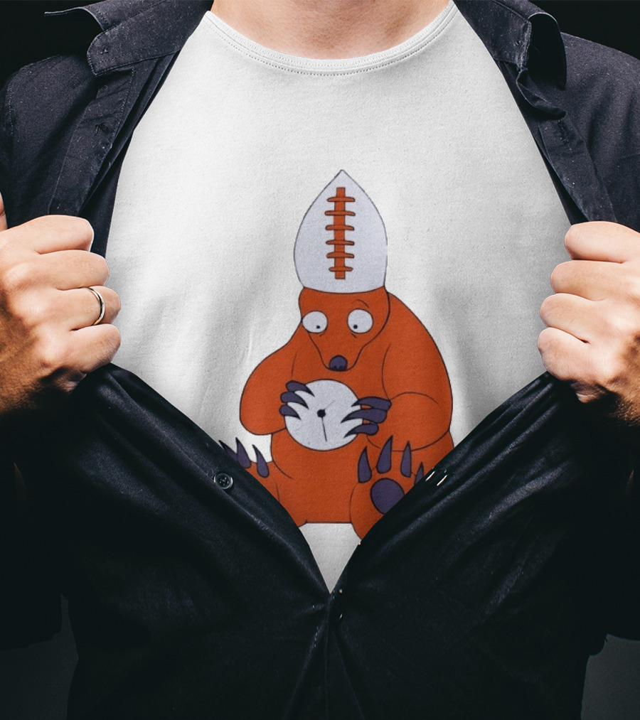 Chicago Bears Mascot Cartoon With Football Pope Hat T-Shirt