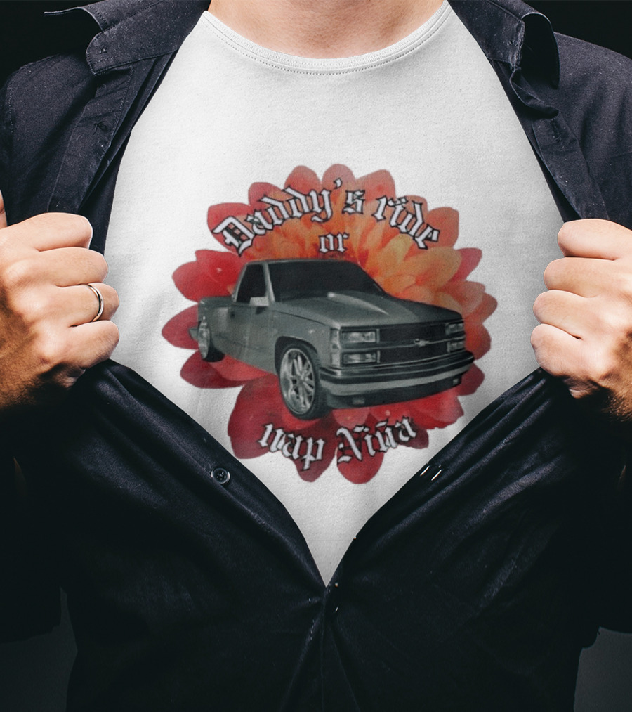 Daddy's Ride Or Nap Niña Car Floral T-Shirt