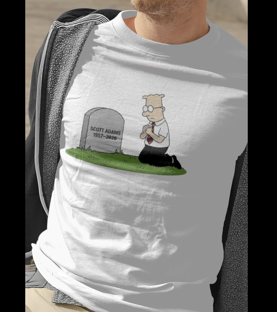 Scott Adams 1957 2026 Kneeling Dilbert Grave Marker T-Shirt