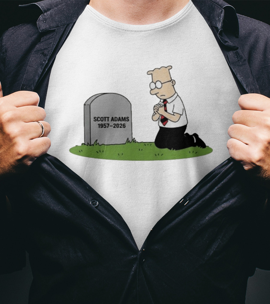 Scott Adams 1957 2026 Kneeling Dilbert Grave Marker T-Shirt