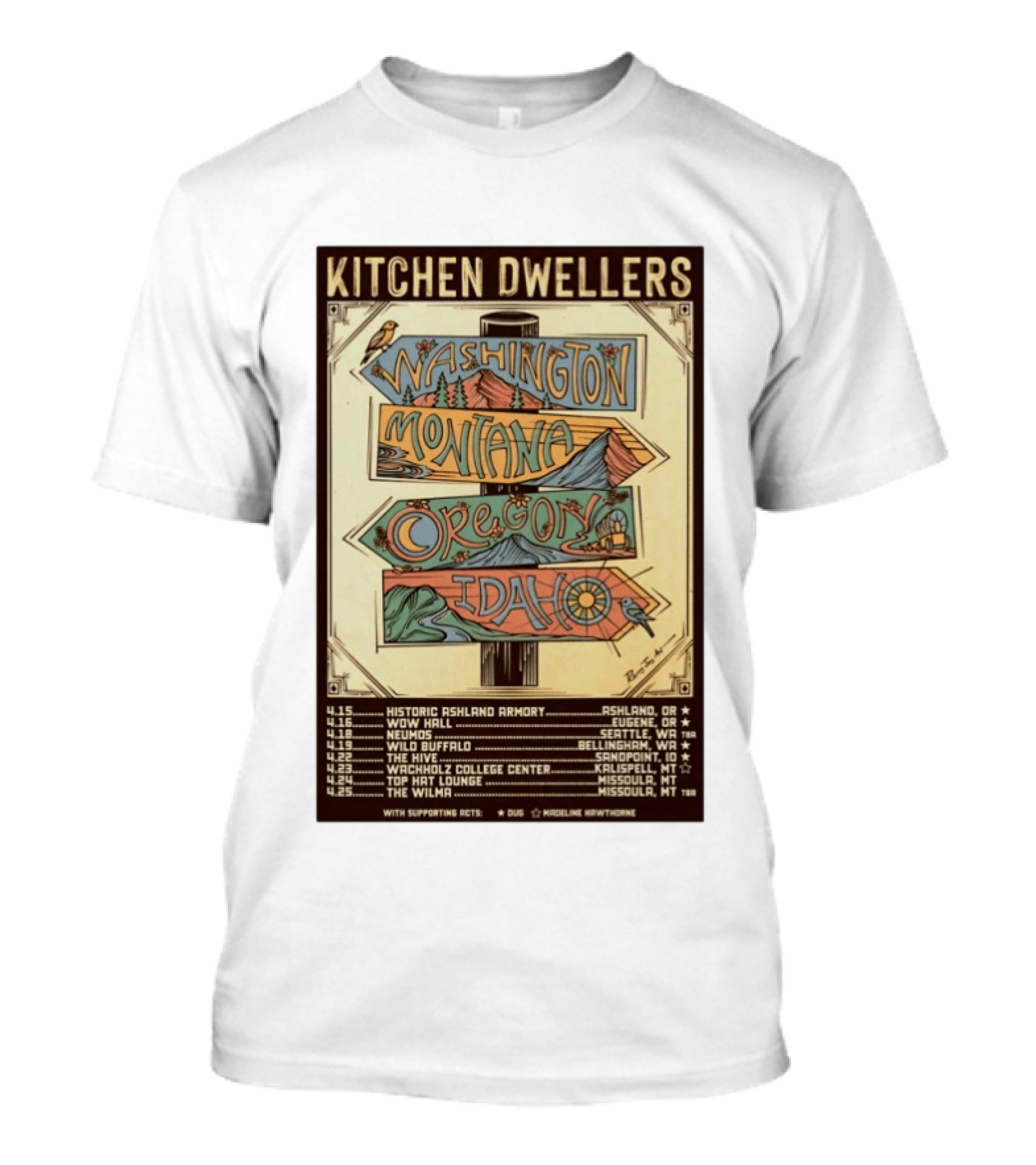 Kitchen Dwellers 2026 Spring Tour Washington Montana Oregon Idaho T-Shirt