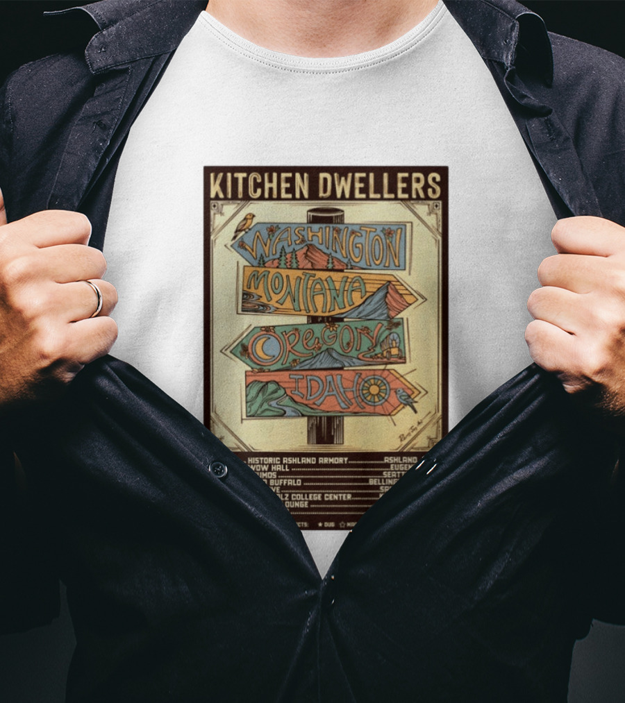 Kitchen Dwellers 2026 Spring Tour Washington Montana Oregon Idaho T-Shirt