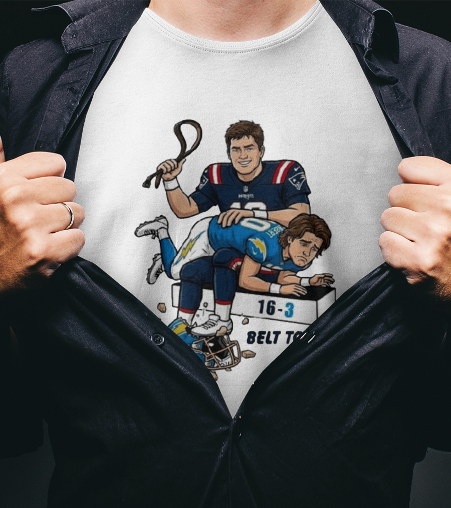 New England Patriots Belt To Ass 16 3 Sports Rivals Comic T-Shirt