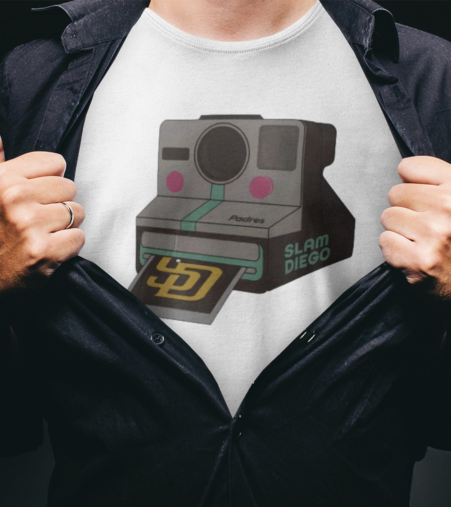 Slam Diego Padres Vintage Polaroid Camera MLB T-Shirt