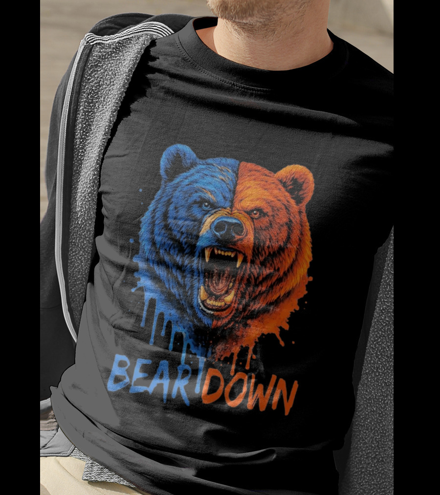 Bear Down Good Better Best Fierce Blue And Orange Bear Face T-Shirt