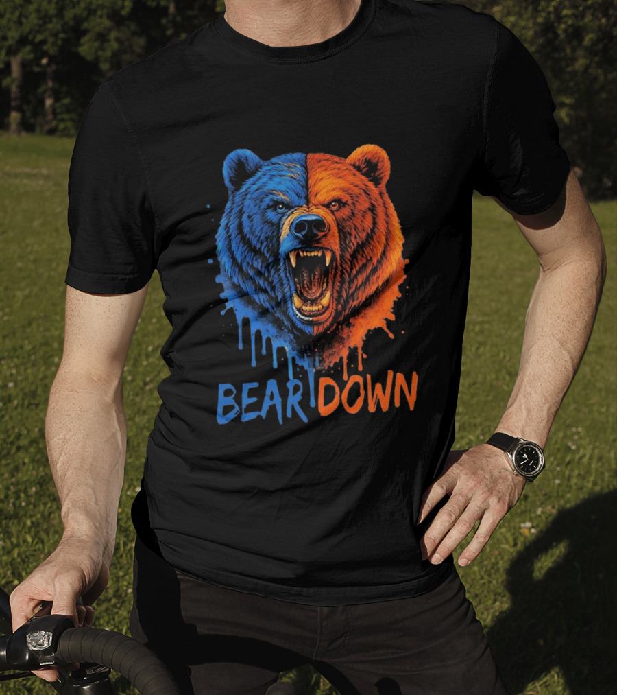 Bear Down Good Better Best Fierce Blue And Orange Bear Face T-Shirt