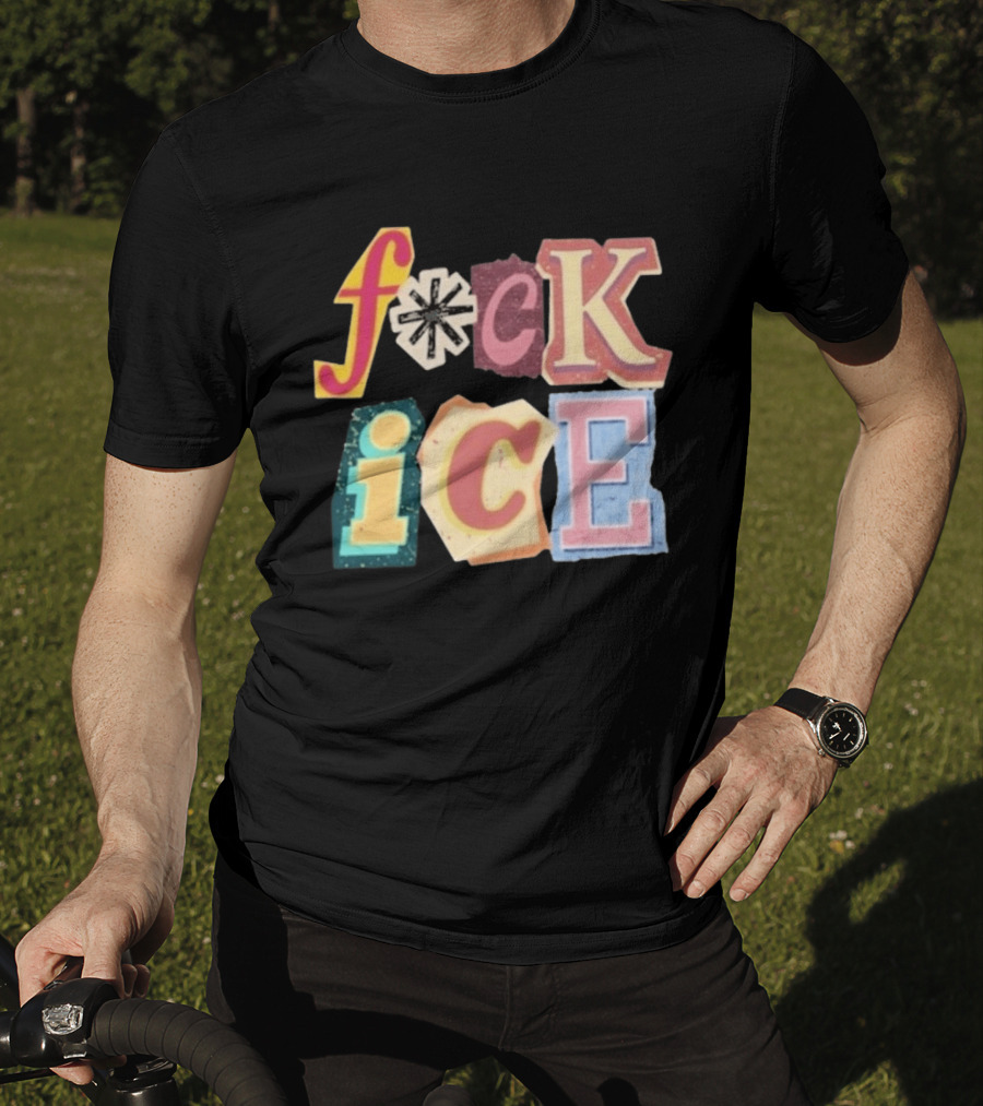 F*ck Ice Magazine Text Collage T-Shirt