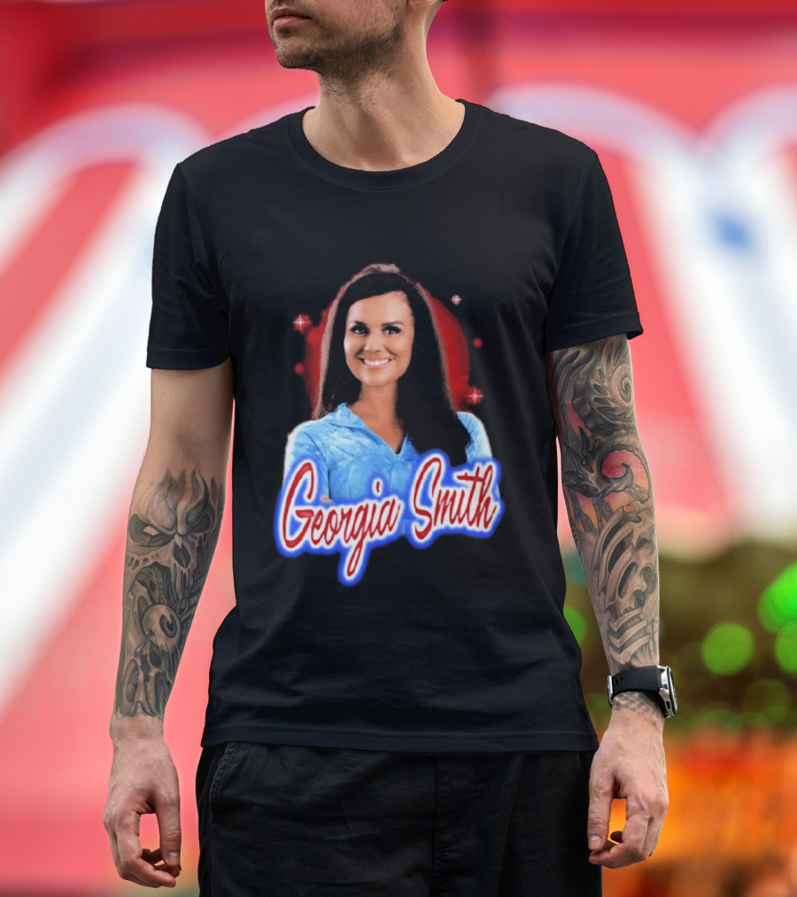 Georgia Smith Blue Top Red T-Shirt