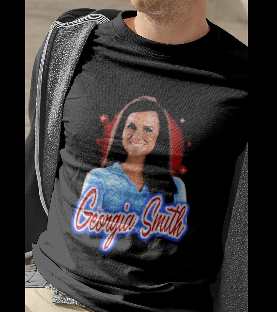 Georgia Smith Blue Top Red T-Shirt